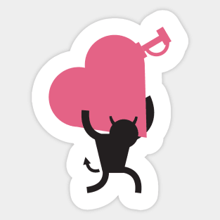 Devil Figure Carries a Heartbomb Sticker